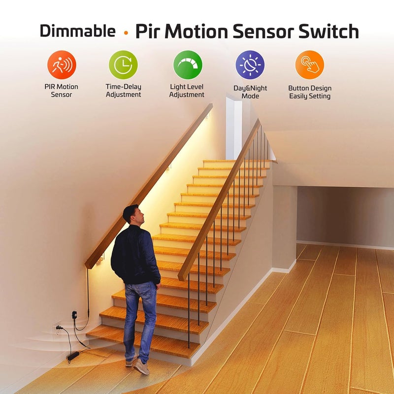 Sensky BS010BB DC 12V/24V 3A مفتاح استشعار حركة PIR صغير قابل للتعتيم، مفتاح استشعار الوجود لخزانة المطبخ، المخزن، إضاءة LED في الخزانة (أسود مع مستشعر ضوء) - Image 4